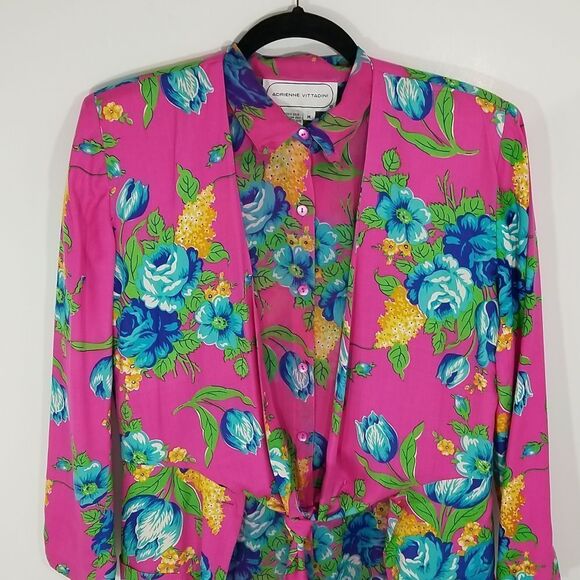 {Adrienne Vittadini} Vintage 80s Set: Jacket and Blouse Floral Print - Picture 6 of 17